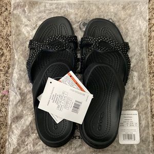 Crocs Meleen twist Diamonte sandal in black, size 8